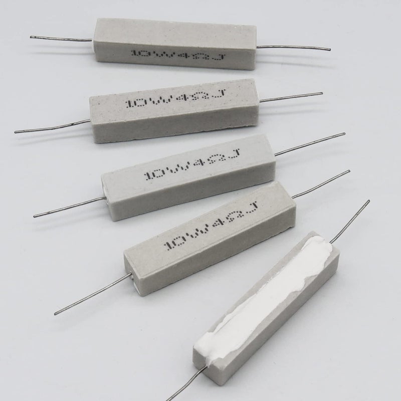 Dimlove Cement Resistor,10 PCS 10w 4 Ohm 5% Axial Lead Wire Resistor White Wound Fixed Ceramic Cement Resistors Wirewound Cement Power Resistors Flame Heat Moisture Resistance Precharge Horizontal Resistors - Image 4